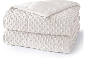 UINIU Minky Dot Weighted Blanket for Adults Queen Size 15 lbs, Soft Cooling Heavy Breathable Blanket for All-Season, Washable Weighted Throw with Glass Beads, 60 x 80 Inches, Cream