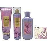 Bath & Body Works Vanilla Ease Trio Gift Set - Body Cream, Fragrance Mist and Body Wash - with a Lavender Dreams Bar Soap - Full Size
