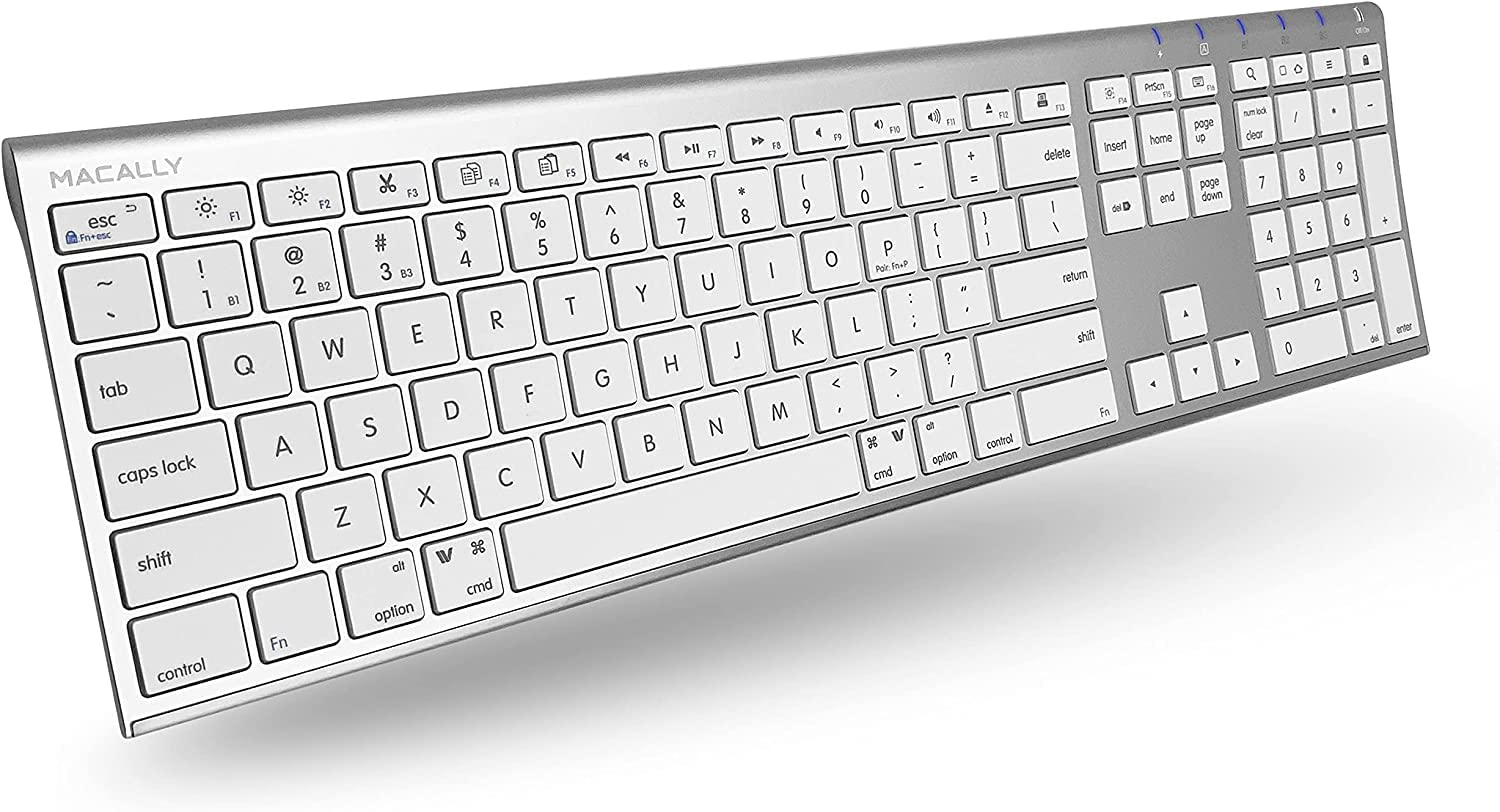 Macally ACEBTKEY-US, ultraslim Bluetooth Keyboard for Mac, PC, iOS and Android, US QWERTY Key Cap Layout