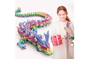 meturebear 3D Printed Dragon,30 Inch 3D Printed Fidget Dragon,Suitable for Gifting， Bigger Fidget Crystal Toys, 3D Articulated Animals for Home Office Car Desk Decor Toys（Rainbow