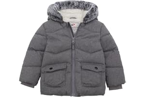 Rokka&Rolla Baby Boys' Sherpa Lined Puffer Jacket Warm Winter Coat with Mini Fur Trim Hood for Newborn Infants Toddler