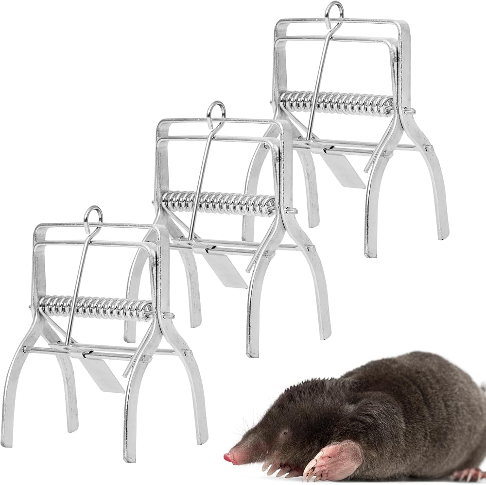 REPELEM Claw Mole Trap Reusable Large Pack of 3 Rust-Free Garden Deterrent