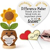 Christmas Difference Maker Gifts for Women Coworkers Employee Staff, Christmas Xmas Thank You Appreciation Gifts for Teacher Coach Mentor Boss Leader, Retirement Sunflower Crochet Gift for Female