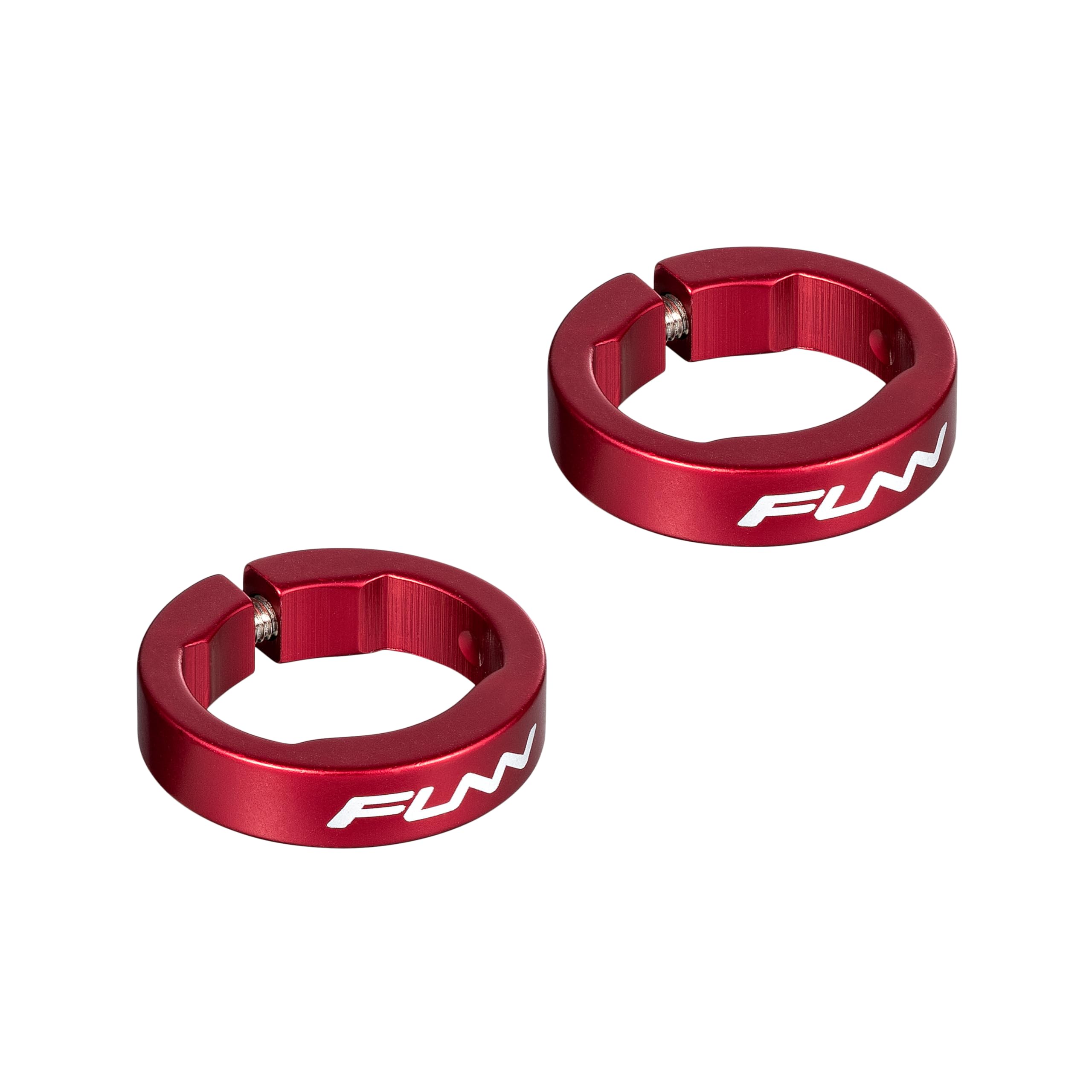 Funn Alloy Bike Grip Clamping Rings for Hilt, Holeshot MTB Grips, Grip Lock Rings for Securing Bicycle Handlebar Grips in Place (Red)