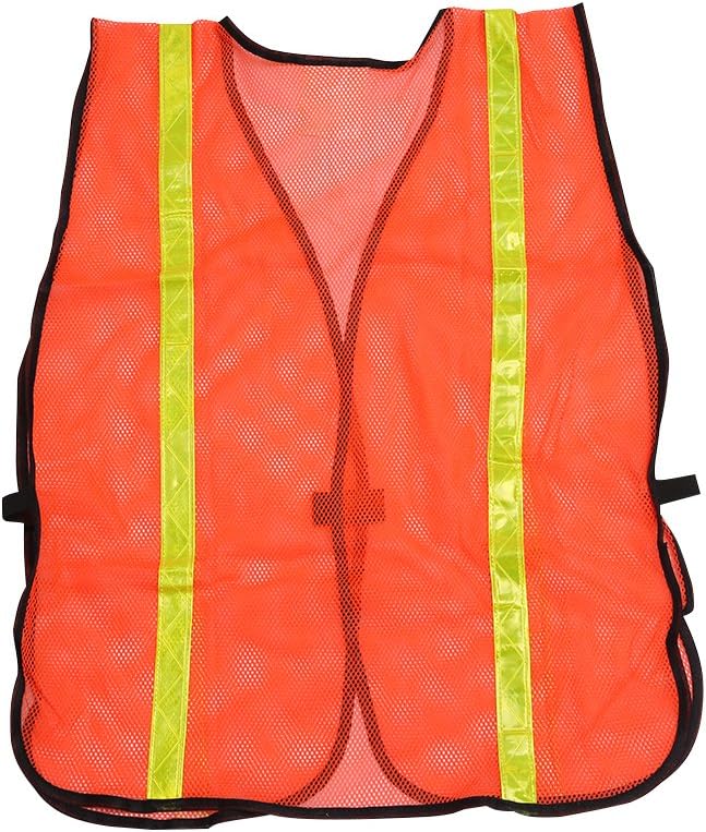 High Visibility Safety Vests 10 Packs, Adjustable Size, Lightweight Mesh Fabric, Wholesale Reflective Vest for Outdoor Works, Cycling, Jogging, Walking, Sports - Fits for Men Women ( Neon Orange) - - 