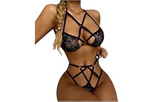Women Lingerie Set Strappy Bra and Panty Sets Sexy Lingerie 2 Piece Hollow Out Nightwear Valentines Day Lingeries