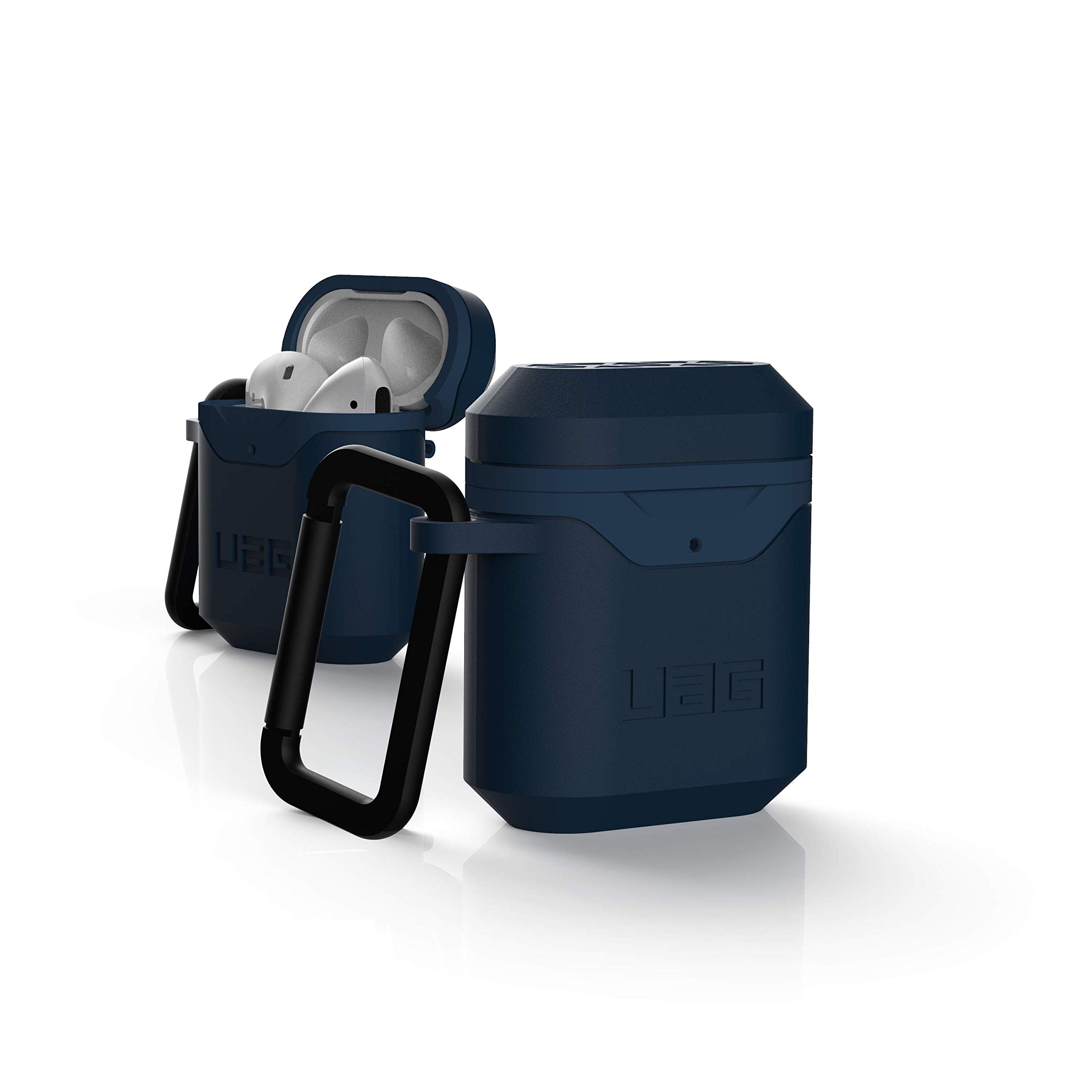 Urban Armor Gear Hardcase for Apple Airpods 2nd and 1st Generation (2019 & 2016) - Rugged Case (Compatible with Wireless Charging, Drop Resistant, Carabiner) Blue (Mallard)