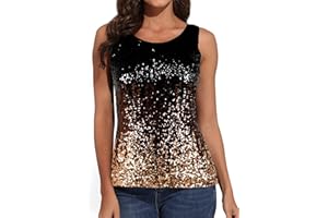 PrettyGuide Women Sparkly Sequin Tank Top Shimmer Glam Art Deco Rave Party Vest Tops