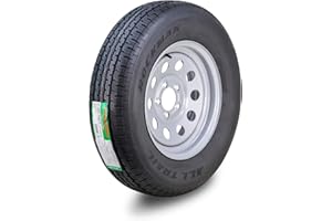 ROCKMAN Trailer Tire Wheel Assembly ST205/75R15 8-Ply D 107M 5 Lug on 4.5" PCD Silver Mod Rim