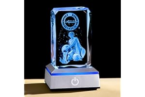 QIANRUNA 3D Crystal Aquarius Astrology Constellation Zodiac Gifts for Women Men,Aquarius Gifts for Boyfriend Girlfriend Husband Wife Astrology Lovers,Astrology Zodiac Stuff Signs Gifts for Room Decor