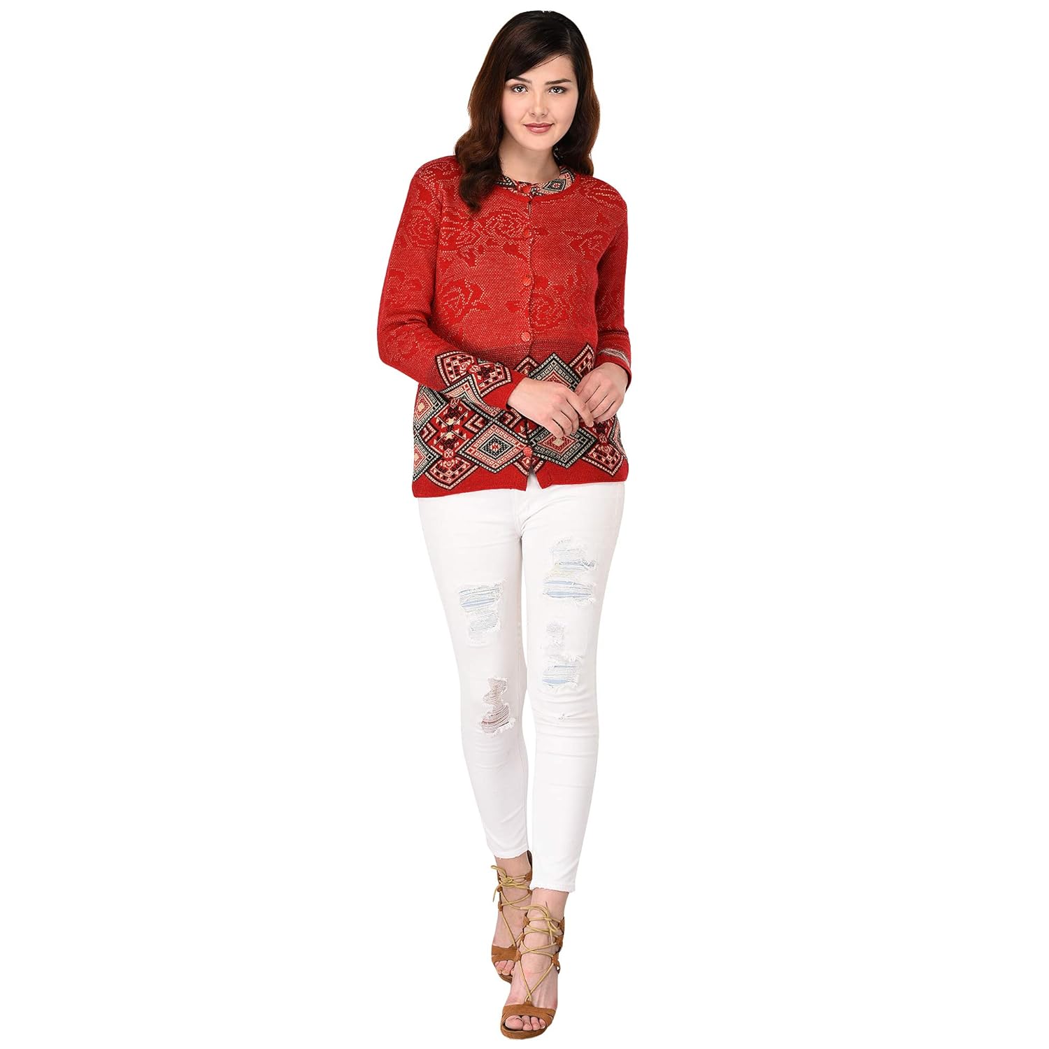 ewools woolen multicolor cardigan top sweater