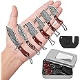 JAEZZIY Mini Knife Set, Damascus Pocket Knife Set with Sharpener, Mini Chef Knife EDC Knives Set, Tiny knife Cleaver Keychain Tiny Things for Package Opener, Box Cutter, Letter Opener - Set of 7