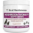 Hip and Joint Supplement for Dogs and Cats - Real Mushrooms Mobility Chews -Green Lipped Mussel Powder and Organic Ergo Gold Vitamins for Flexibility, Mobility, Hip and Joint Support (240 ct)