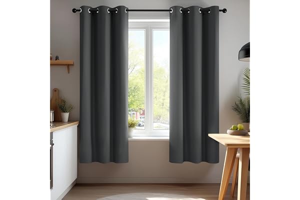 Deconovo Blackout Curtains 2 Panels – 63 Inches Long Thermal Insulated, Soundproof, Energy-Saving, OEKO-TEX Certified, Noise-