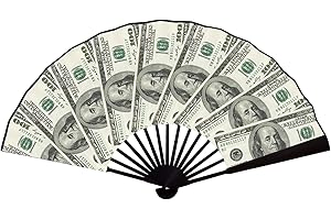 JeathFea Hand Fan, Fans for Line Dancing, Decorative Folding Fans, Money Stacks/Money Fan, for EDM Music Festival Club Event Party Dance Concert Wedding Saloon Cosplay