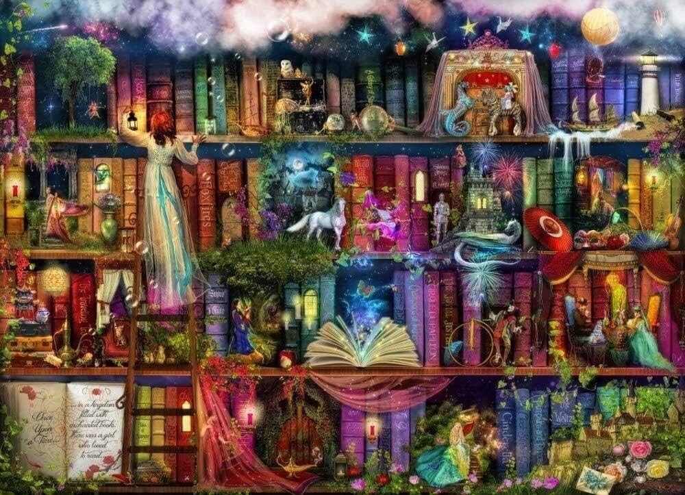 Rowe 1000 Pieces Jigsaw Puzzle for Adult & Kids – Treasure Hunt Book Shelf Poster -puzzles
