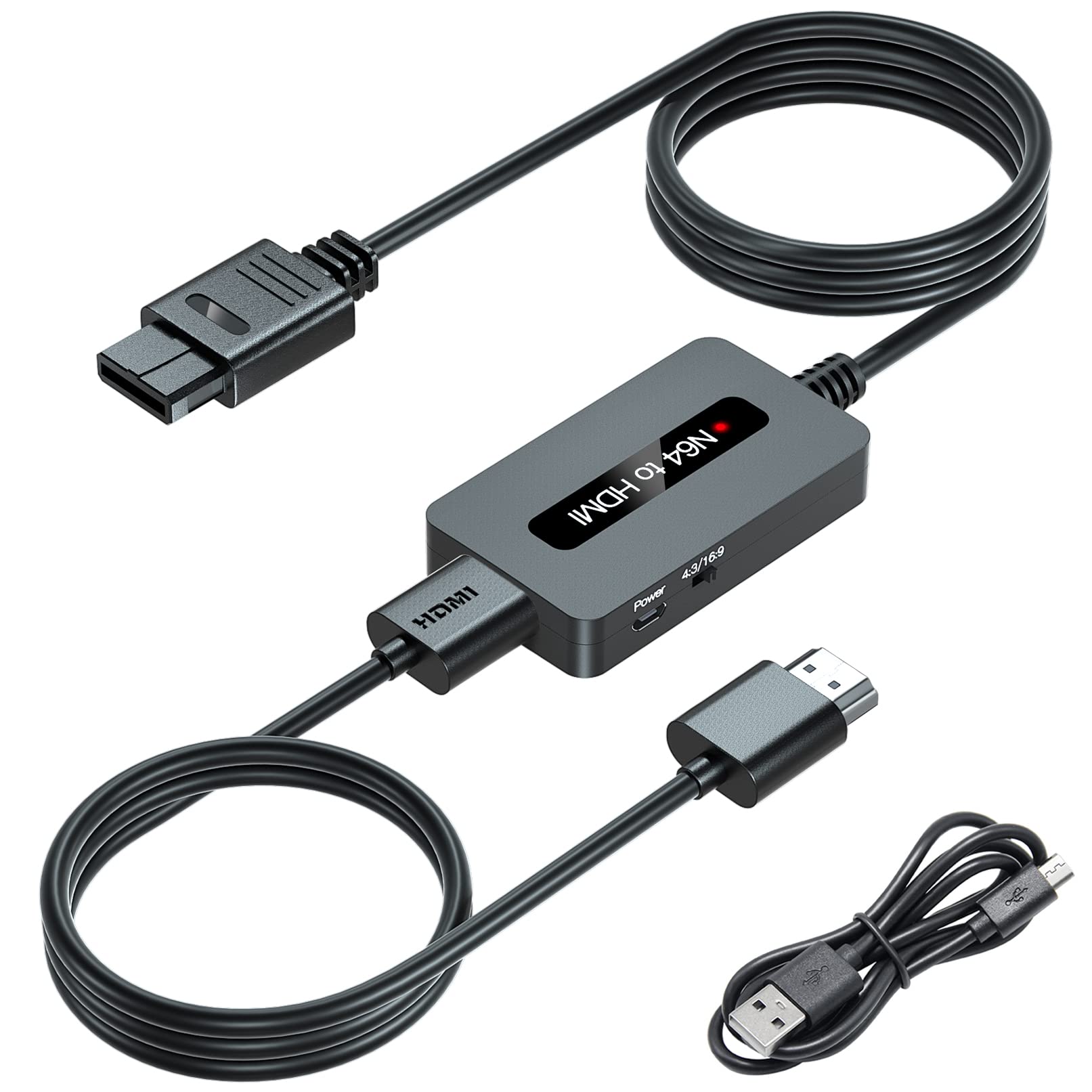 TIXILINBI N64 to HDMI Converter, Support 4 : 3 and 16 : 9 Aspect Ratio Output Switch, N64 to HDMI Cable Compatible with N64/ Super SNES/NGC