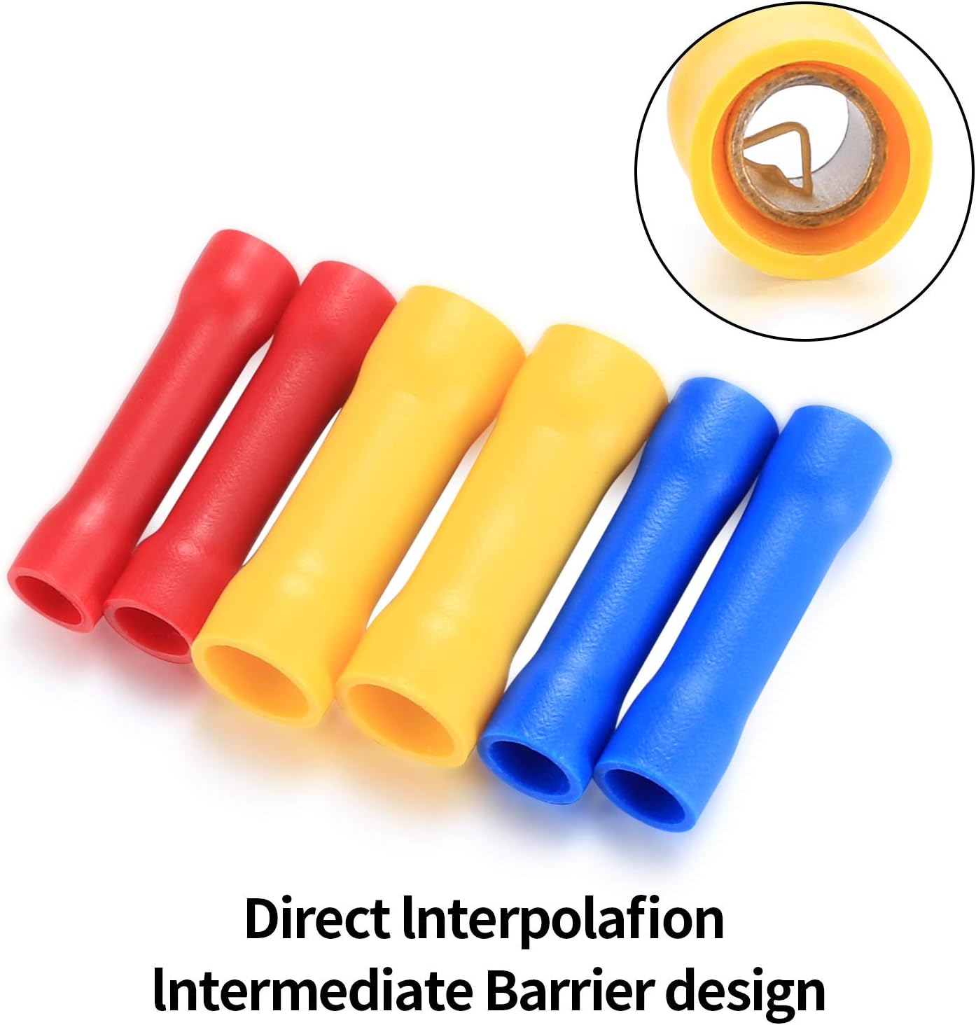 120 Pcs Insulated Straight Wire Terminal Connectors, Butt Splice
