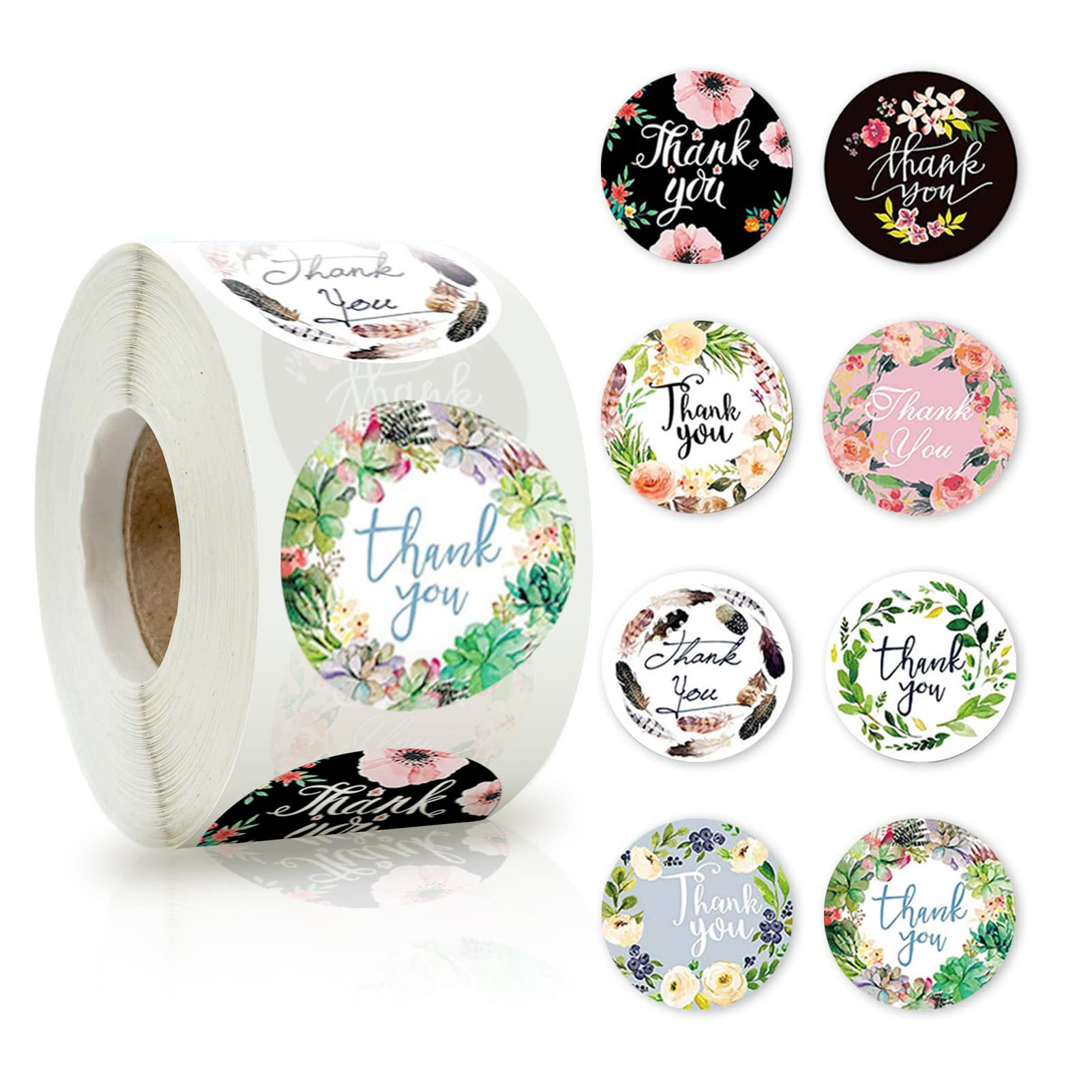 jiuzcare Thank You Stickers Roll 500pcs Thank You Sticker 1.5 inch Self Adhesive Round Small Business for Your Order Stickers, Wedding, Birthday, Party Gift Wrap Bag, CY11