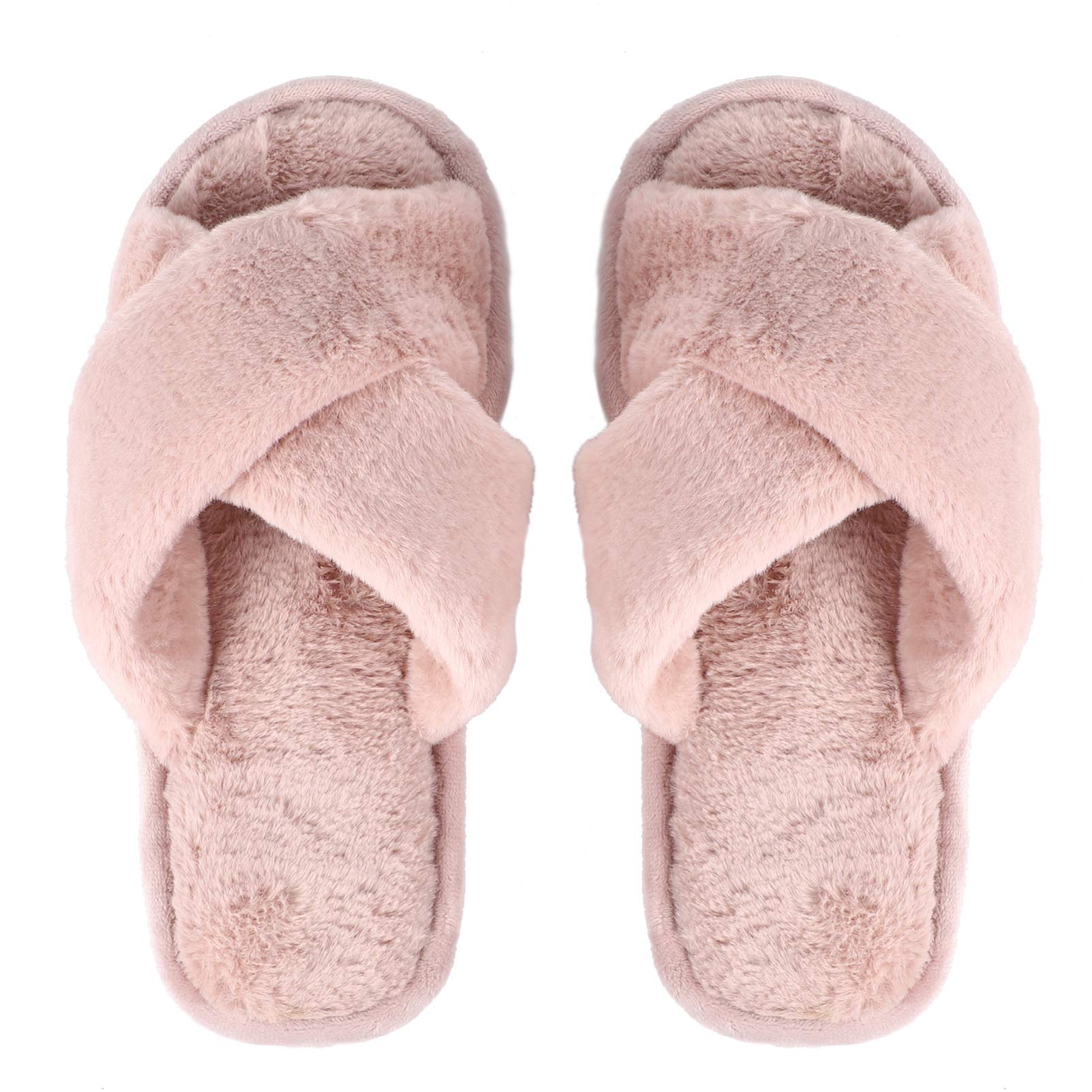 SOIMISS Winter Plush Slippers Warm Lovely Indoor Furry Slippers for Women Comfortable Open Toe House Shoes Soft Material for Home Relaxation
