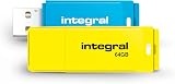Integral 64GB Neon USB 2.0 Flash Drive 2-Pack Blue Yellow