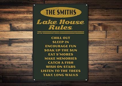 Amazon Com Dozili Lake House Rules Sign Personalized Lake House