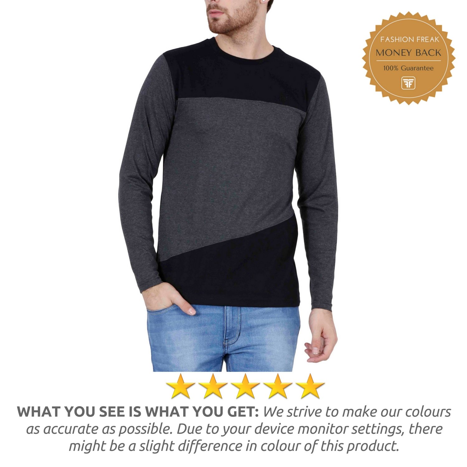 fashion freak men's cotton full sleeve t-shirt