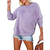 EVALESS Sweatshirt for Women Crewneck Long Sleeve Side Split Tops Casual Solid Color Loose Pullover Shirts 2025 Clothes