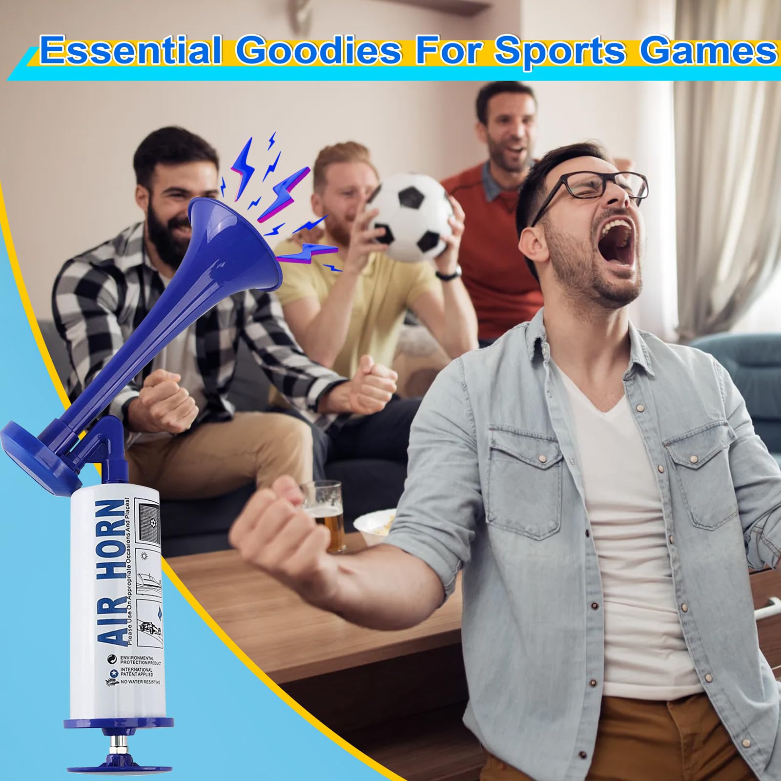 Handheld Air Horn, Noise Makers for Sporting Events, Aluminum Super Loud Football Noise Maker Air Pump Sports And Marine Signal Safety Alarm Horns for Boating, Hiking, Sports Events, Birthday Parties