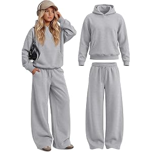 Hyggeweir Girls 2 Piece Outfits Hoodie | Teens Sweatsuits, Long Sleeve Hooded Sweatshirt, Wideleg Sweatpants with Pockets, Sc