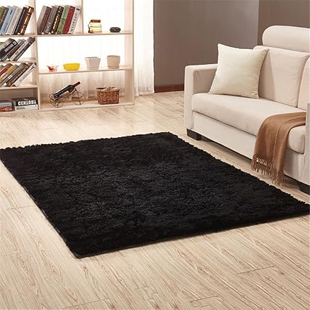 Ommda Tappeti Salotto Pelo Lungo Moderni Quadrati Tappeti Lavabili In Lavatrice Salotto Nero 120x200cm