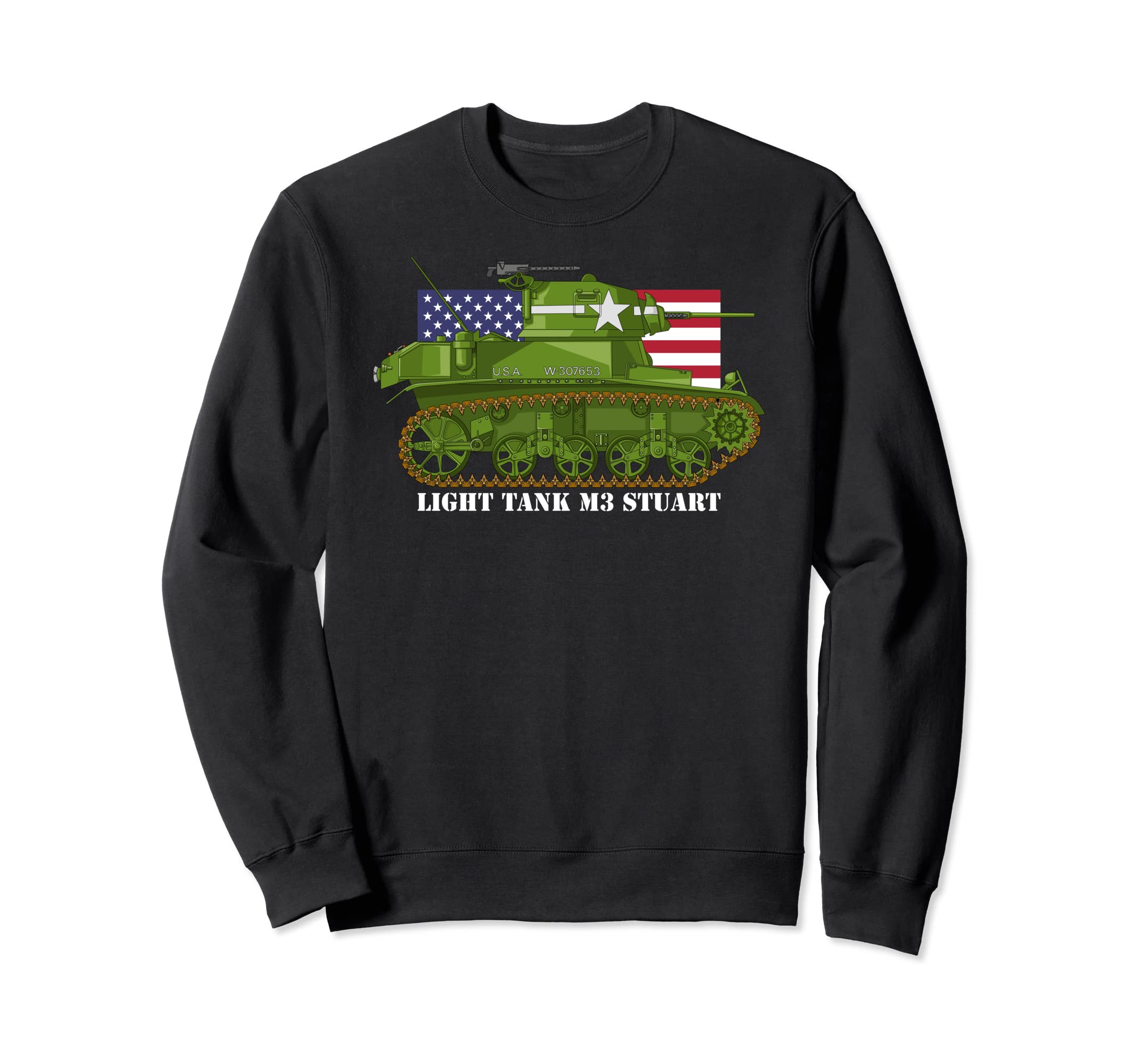 Light Tank M3 Stuart WW2 American Tanks USA Flag Sweatshirt