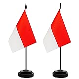 TrendPow 2 Pack Indonesia Desk Flag, Indonesian