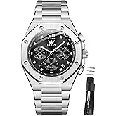 OLEVS Watches for Men Dress Stainless Steel Big face Waterproof Luxury Men’s Wrist Watch with Date Casual Blue/Black/Gold/Silver Reloj para Hombre