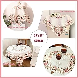 WELLYUK 33 Inch X 33 Inch Vintage Embroidered Pink