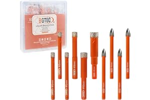 BGTEC Dry Diamond Drill Bits Set - 6/6/6/8/10/12mm Tile Drill Bits and 4pcs 1/4" 6mm Carbide Drill for Granite Marble Porcelain Ceramic