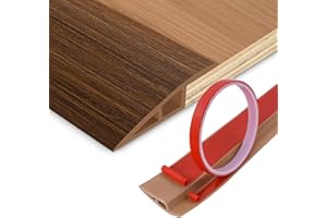 DBHXXMB-HH Floor Transition Strip Vinyl Door Threshold Ramp Self Adhesive Carpet Edging Strip Doorway Edge Trim, Overlap Edge Reducer for Laminate Carpet, Floor, Tile (Brown Wood Grain, 1/5" to 2/5", 3.3Ft)