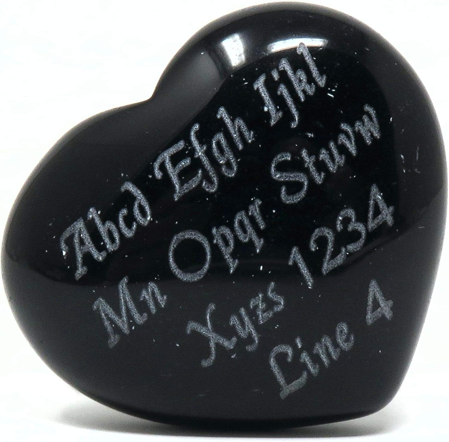 Indoor Fountains & Accessories - Innovative Surface Art Stone Heart - Agate - Custom Engraved - 40mm x 35mm - 1.5 in x 1.4 in - Love - Personalized - Choose Your Color (Black)