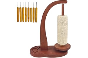 Neehows Wooden Yarn Holder for Crocheting & Knitting, Magnetic Rotating Yarn Spinner with Tool Storage