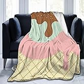 Sweet Ice Cream Throw Blanket Super Soft Warm Bed Blankets for Couch Bedroom Sofa Office Car, All Season Cozy Flannel Plush Blanket Gifts for Girls Boys Teens Adults 60"x50"