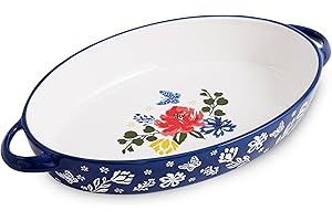 Wisenvoy Baking Dish Casserole Dish Ceramic Au Gratin Baking Dish Lasagna Pan Oval Casserole Dishes for Oven