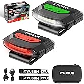 Zyusun 2-Pack Rechargeable Cap Light,Portable headlamps,Clip on Hat with Motion Sensor,Lightweight IPX4 Waterproof,White/Red/Green Night Vision LED Lights for Hunting Fishing Camping Hiking Cycling