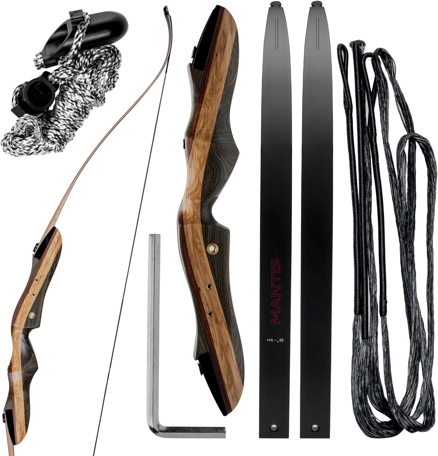 Tutuko Recurve Bow and Arrow Set Compact Fast Accurate 62" Hunting & Target Bow Right & Left Hand Draw Weights in 20-60 lbs Beginner to Intermediate