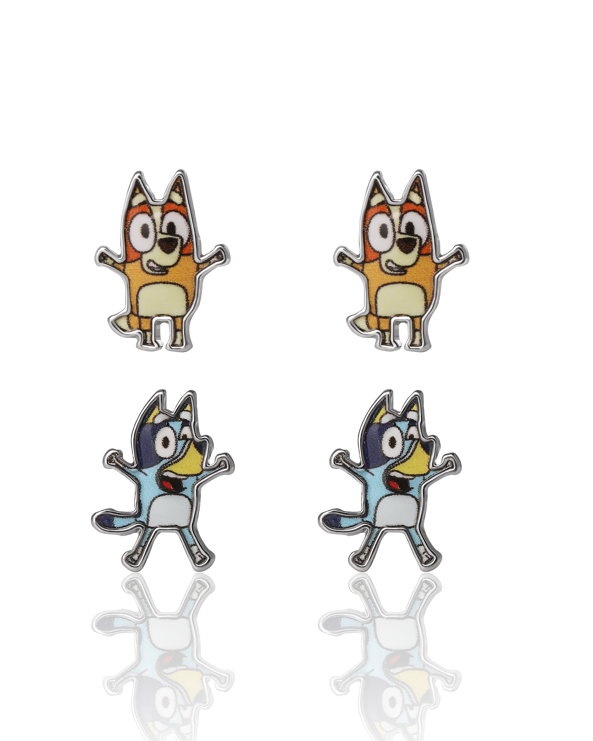 Bingo and Bluey Earrings for Girls Official License, Stud Earrings 2 Pairs, Bluey Jewelry, Valentines Gifts for Girls