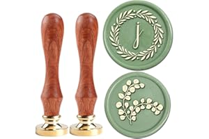 YOLAKIS Initial J Wax Seal Stamp Olive Alphabet J Sealing Stamp and Eucalyptus Wax Stamp Brass Head Decorate Christmas Cards Envelope Gift Wrap Wedding Theme Party Invitation (J)