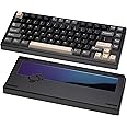 KEEBMONKEY WOBKEY Rainy 75 CNC Aluminum HMX/JWK/Cocoa Switches Triple-Mode Connectivity Mechanical Keyboard with Superior Acoustics, No RGB/PP/Gradient Glass/3500mAh/Violet Switch (Lite - Black)