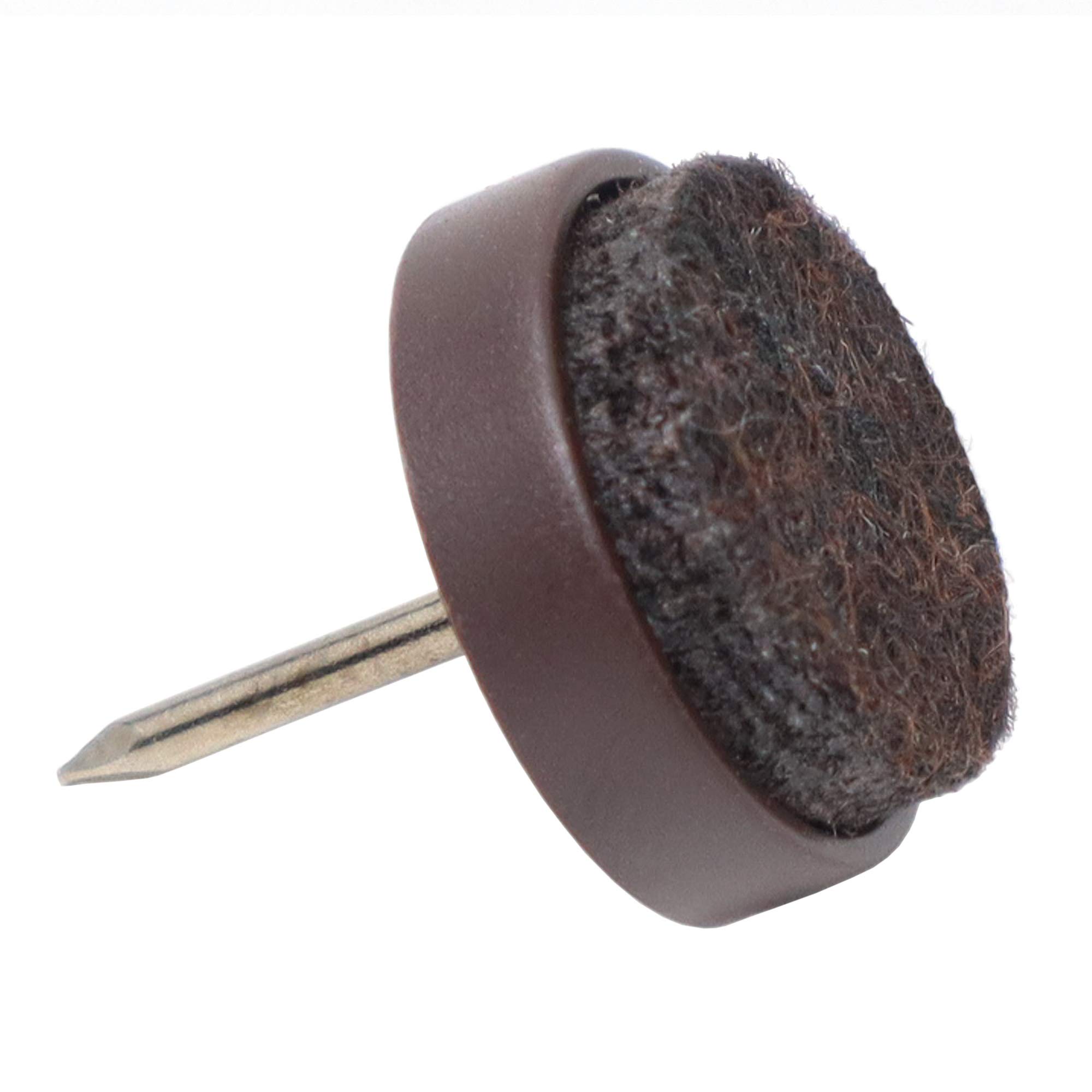 Adsamm® / 4 x Felt-pads with nail | Ø 0,67'' (Ø 17 mm) | brown | round | Premium quality furniture sliders with nail by Adsamm®