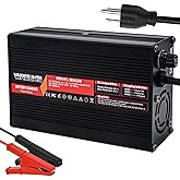 58.4V 3A Charger 58.4V LiFePO4 Battery Charger Output Alligator Clip Connector Used for 16S 48V 51.2V LiFePO4 Battery Pack with Cooling Fan Aluminum Case