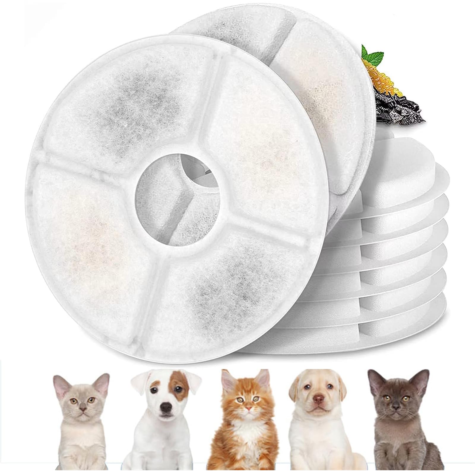 Cat Water Fountain Filters - 8 Pack Cat Fountain Filter, Replacement Pet Filters for Water Dispenser Drinking