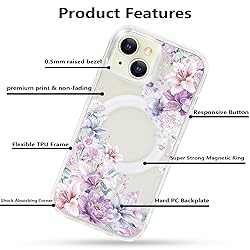 Tcaraersing for iPhone 15 Clear Flower Magnetic